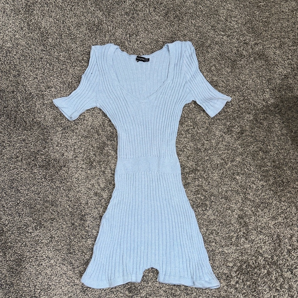 Blue Ribbed Romper